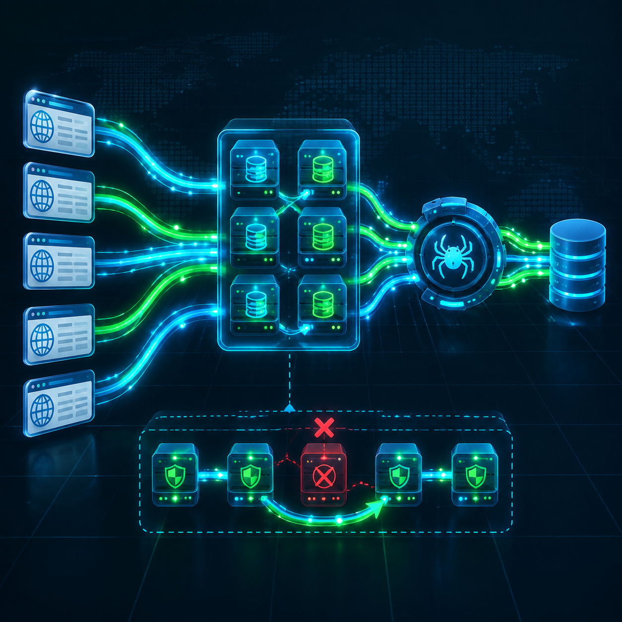 Архитектура Scrapy Middleware с модулем автоматической ротации прокси-серверов.