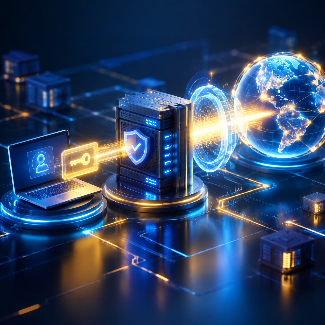 Mô phỏng quá trình xác thực thông tin đăng nhập và IP giữa client và máy chủ proxy.