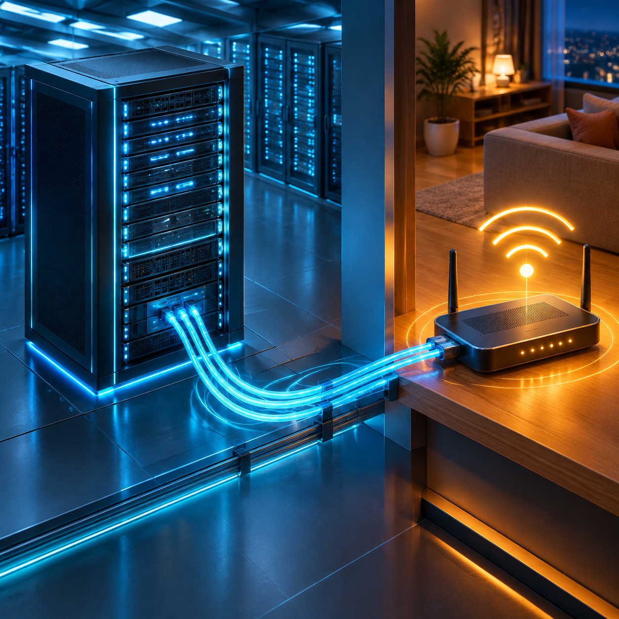 Mô hình kiến trúc kết hợp giữa máy chủ dữ liệu và nhà mạng viễn thông dân cư của ISP Proxy.