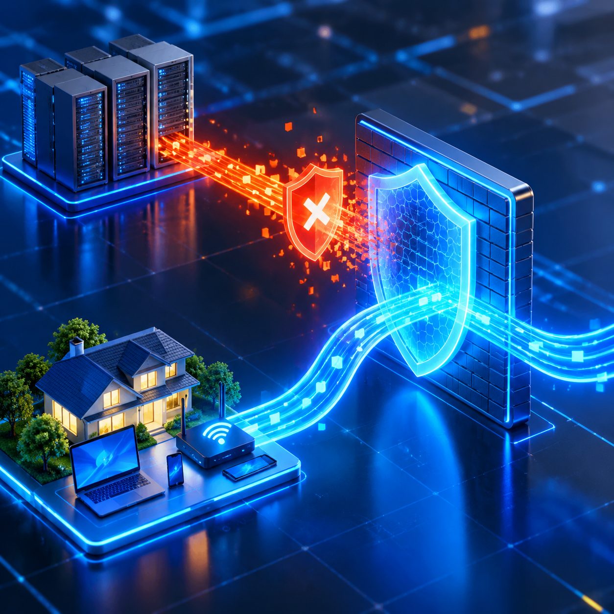 Minh họa đường truyền dữ liệu qua Proxy dân cư vượt tường lửa thành công so với Proxy trung tâm dữ liệu bị chặn.