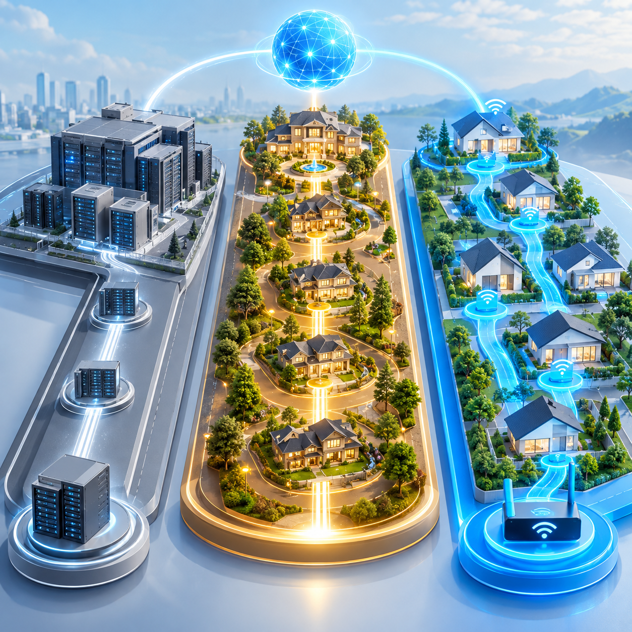 Sơ đồ so sánh ba tuyến đường mạng giữa Proxy Datacenter, Premium và Residential Lite.