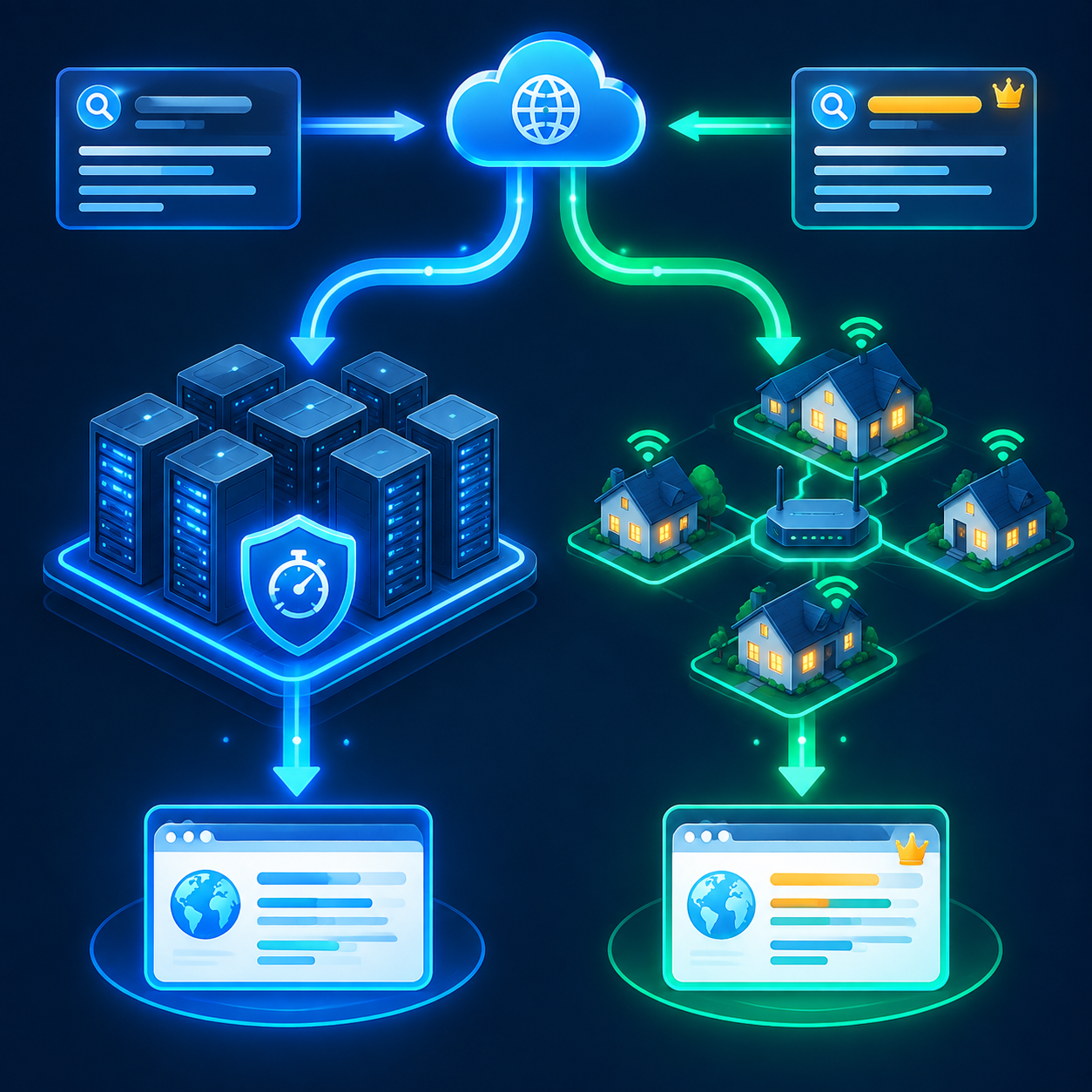 Sơ đồ chiến lược kết hợp linh hoạt giữa Datacenter Proxy và Residential Proxy giúp tối ưu chi phí.