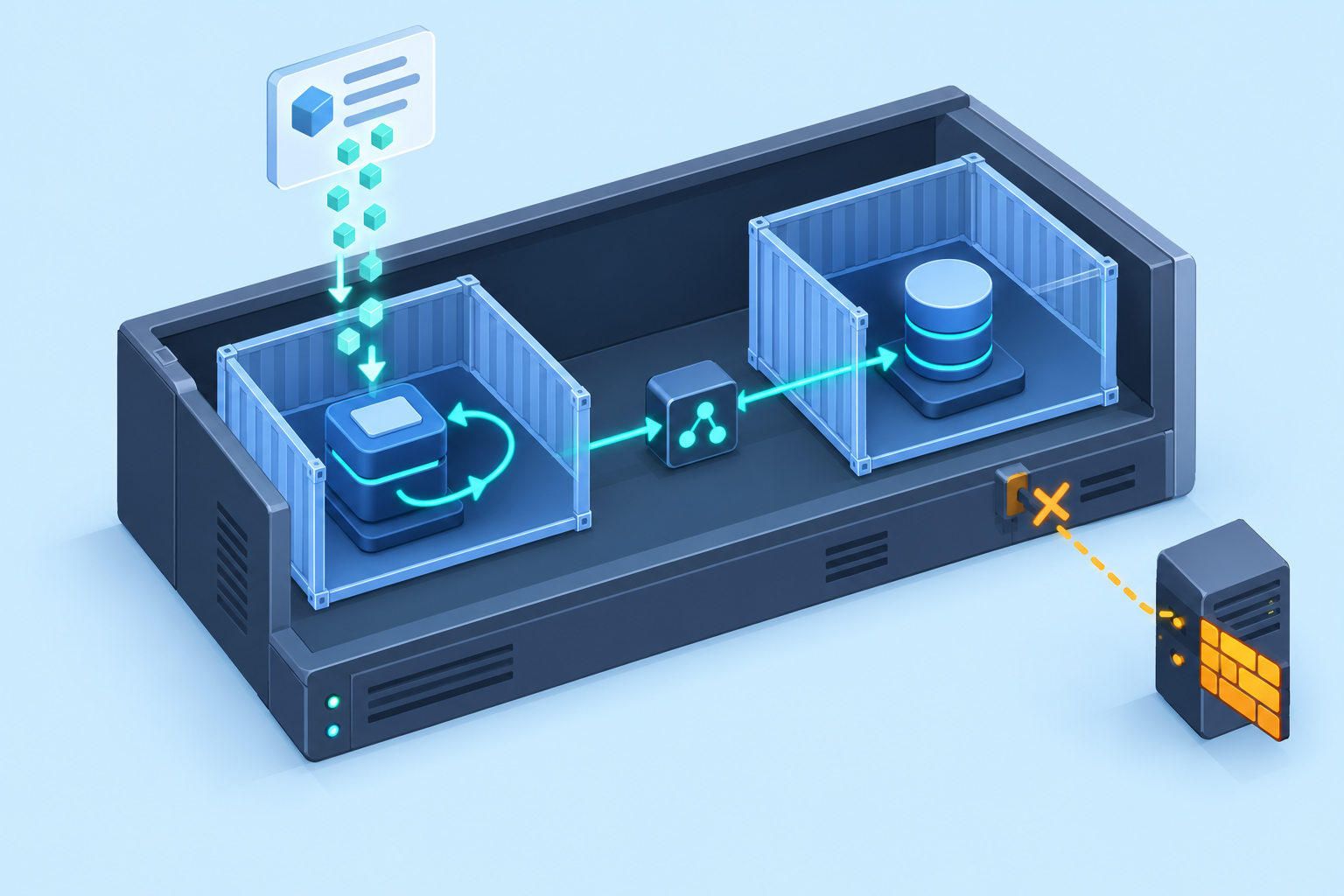 Localhost nằm trong từng container; ứng dụng gọi API ở container khác qua tên dịch vụ và kết nối trực tiếp.