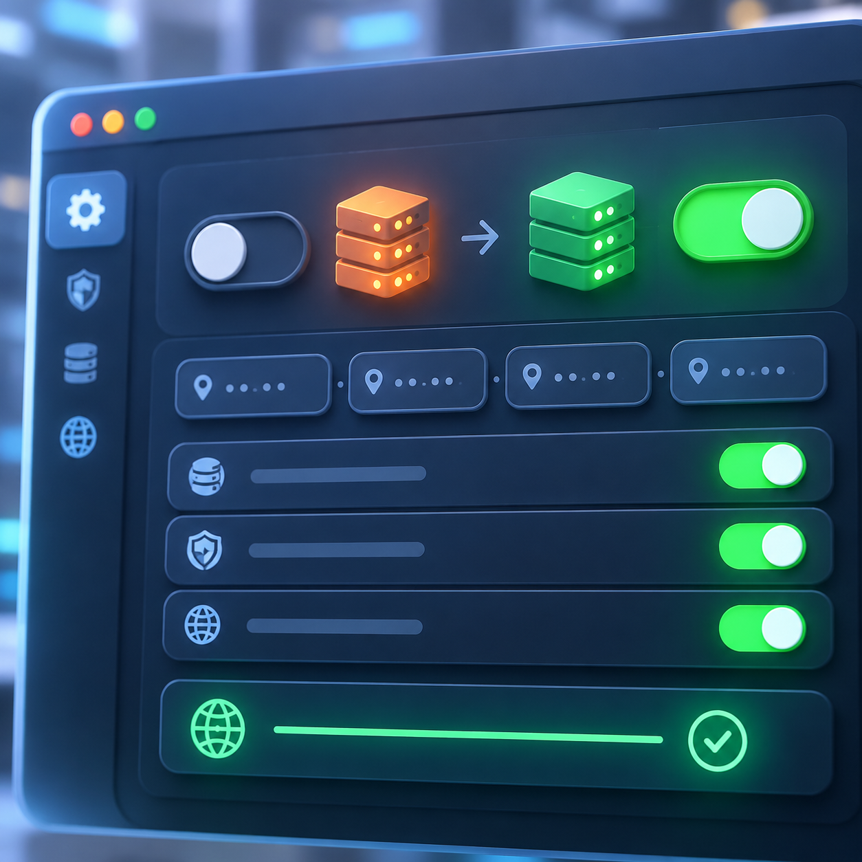Giao diện mô phỏng quá trình nhập thông số và kích hoạt proxy trên phần mềm máy tính