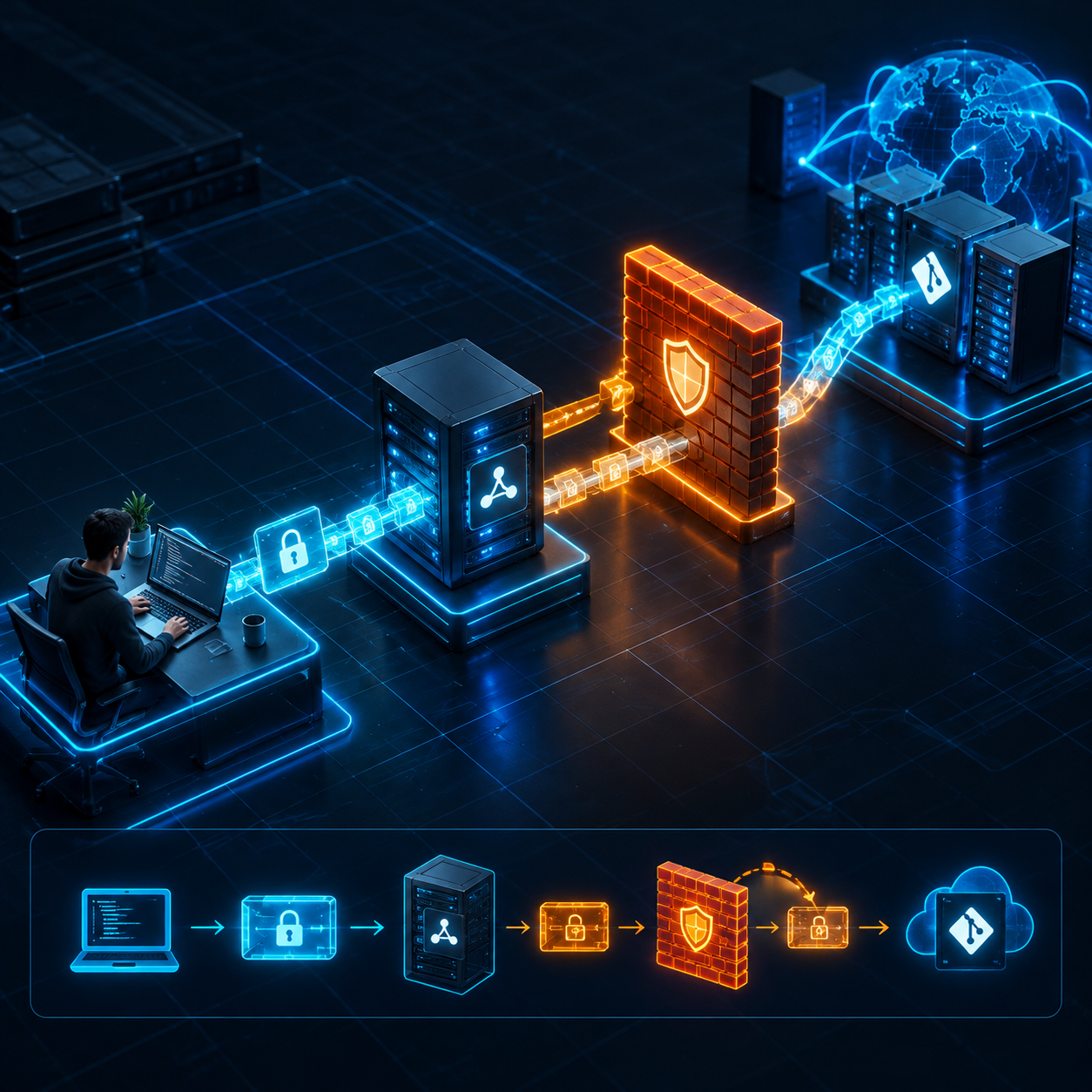 Sơ đồ chuyển tiếp gói tin SSH qua máy chủ proxy bằng lệnh kết nối chuyên dụng