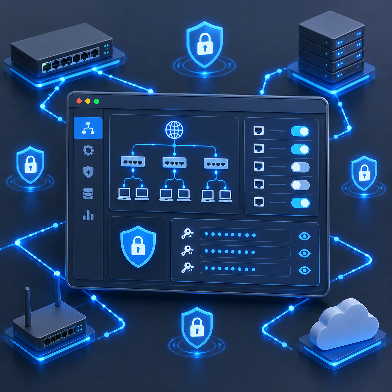 Minh hoạ giao diện cấu hình proxy và bảo mật kết nối mạng cho ứng dụng